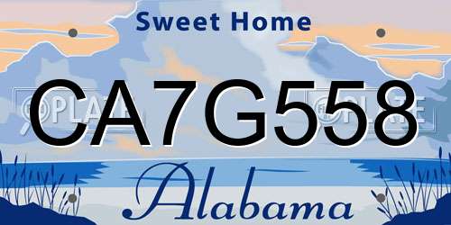 CA7G558 Alabama License Plate