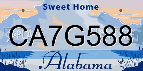 CA7G588 Alabama License Plate