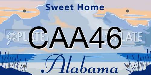 CAA46 Alabama License Plate
