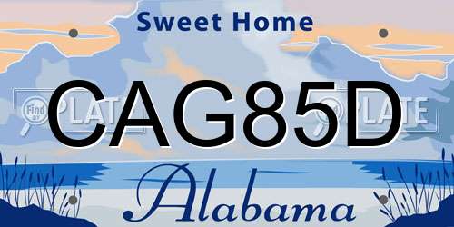 CAG85D Alabama License Plate