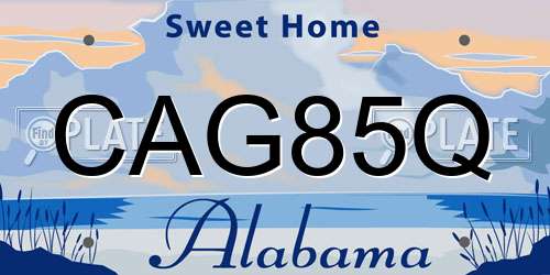 CAG85Q Alabama License Plate
