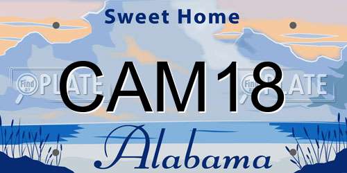 CAM18 Alabama License Plate