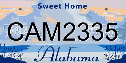 CAM2335 Alabama License Plate