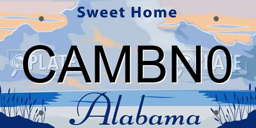 CAMBN0 Alabama License Plate