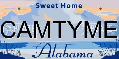 CAMTYME Alabama License Plate