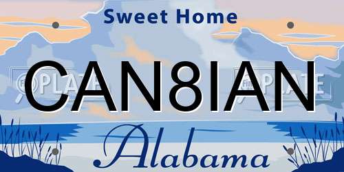 CAN8IAN Alabama License Plate