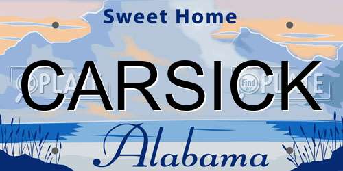 CARSICK Alabama License Plate