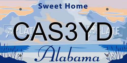 CAS3YD Alabama License Plate