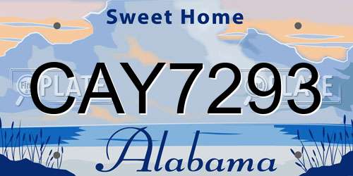 CAY7293 Alabama License Plate