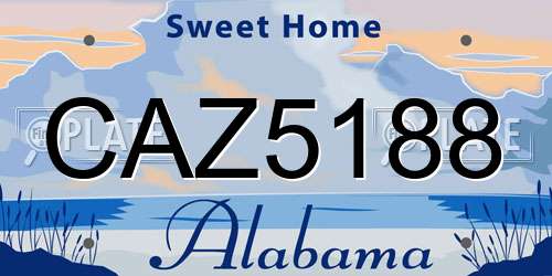 CAZ5188 Alabama License Plate