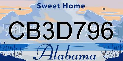 CB3D796 Alabama License Plate