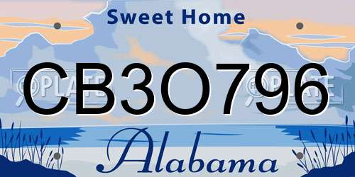 CB3O796 Alabama License Plate