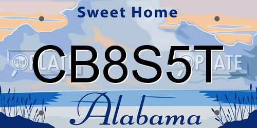 CB8S5T Alabama License Plate
