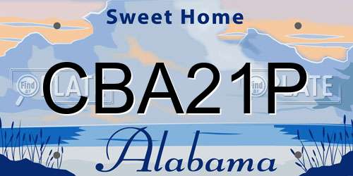 CBA21P Alabama License Plate