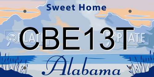 CBE13T Alabama License Plate
