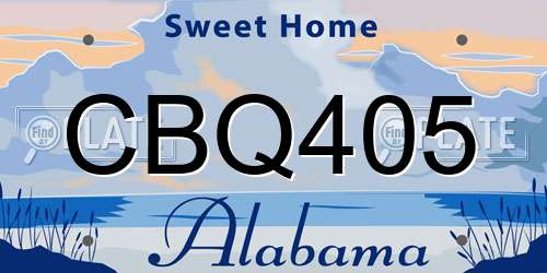 CBQ405 Alabama License Plate