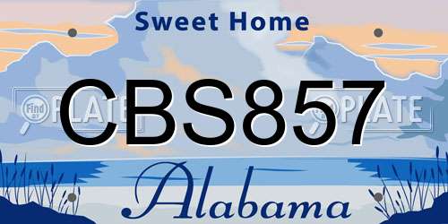 CBS857 Alabama License Plate