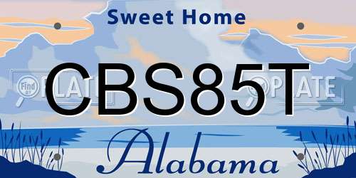 CBS85T Alabama License Plate