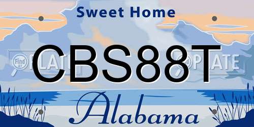 CBS88T Alabama License Plate