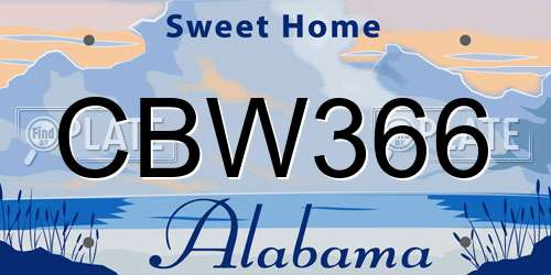 CBW366 Alabama License Plate