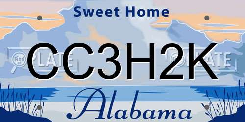 CC3H2K Alabama License Plate