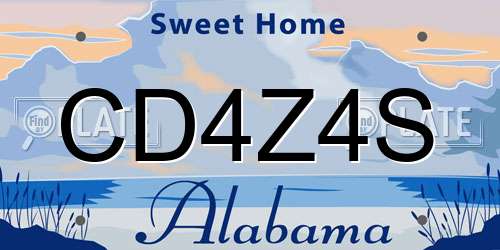 CD4Z4S Alabama License Plate
