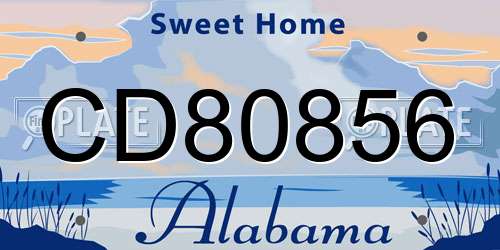 CD80856 Alabama License Plate