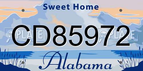 CD85972 Alabama License Plate