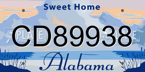 CD89938 Alabama License Plate