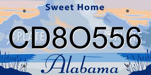 CD8O556 Alabama License Plate