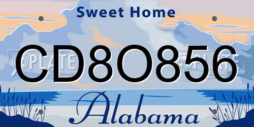 CD8O856 Alabama License Plate