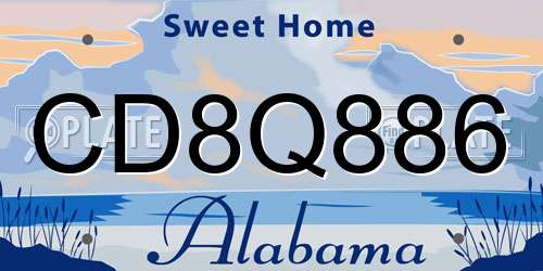 CD8Q886 Alabama License Plate