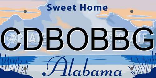 CDBOBBG Alabama License Plate