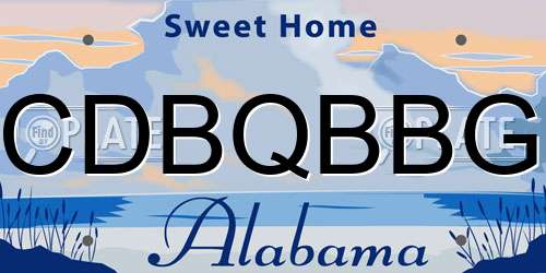 CDBQBBG Alabama License Plate