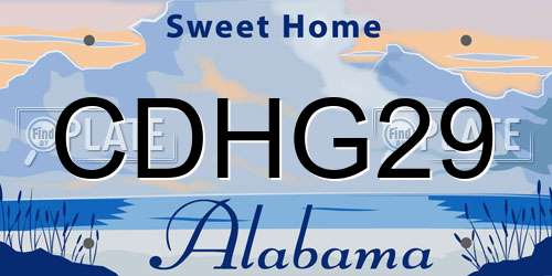 CDHG29 Alabama License Plate
