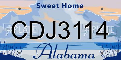CDJ3114 Alabama License Plate