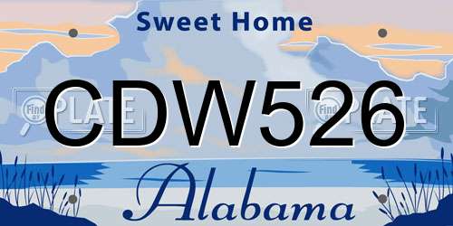 CDW526 Alabama License Plate