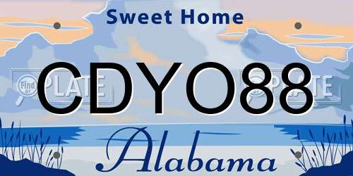 CDYO88 Alabama License Plate