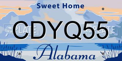CDYQ55 Alabama License Plate