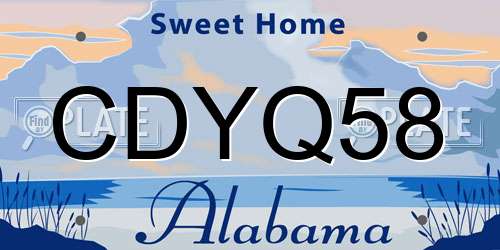 CDYQ58 Alabama License Plate