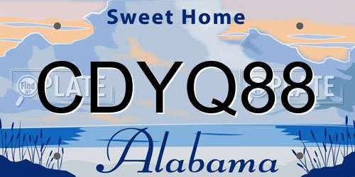 CDYQ88 Alabama License Plate
