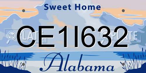 CE1I632 Alabama License Plate