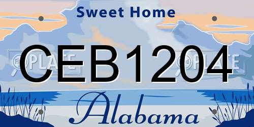 CEB1204 Alabama License Plate