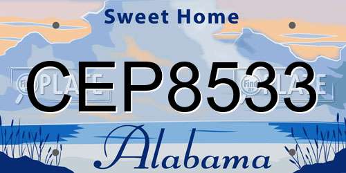 CEP8533 Alabama License Plate