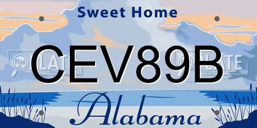 CEV89B Alabama License Plate