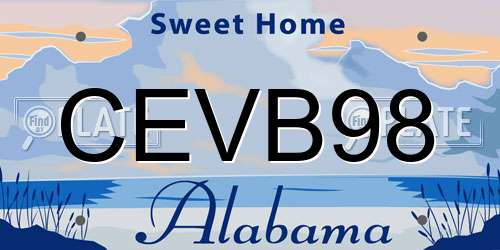 CEVB98 Alabama License Plate