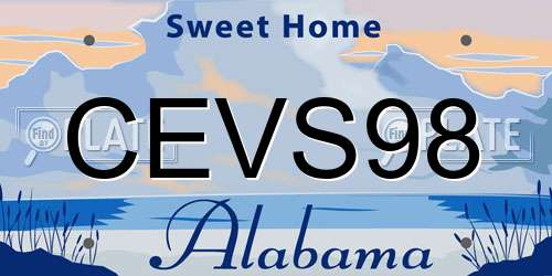 CEVS98 Alabama License Plate
