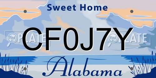 CF0J7Y Alabama License Plate