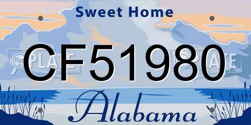 CF51980 Alabama License Plate