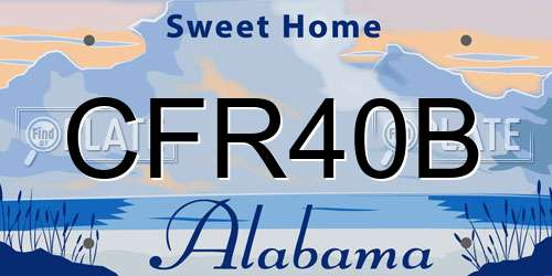 CFR40B Alabama License Plate